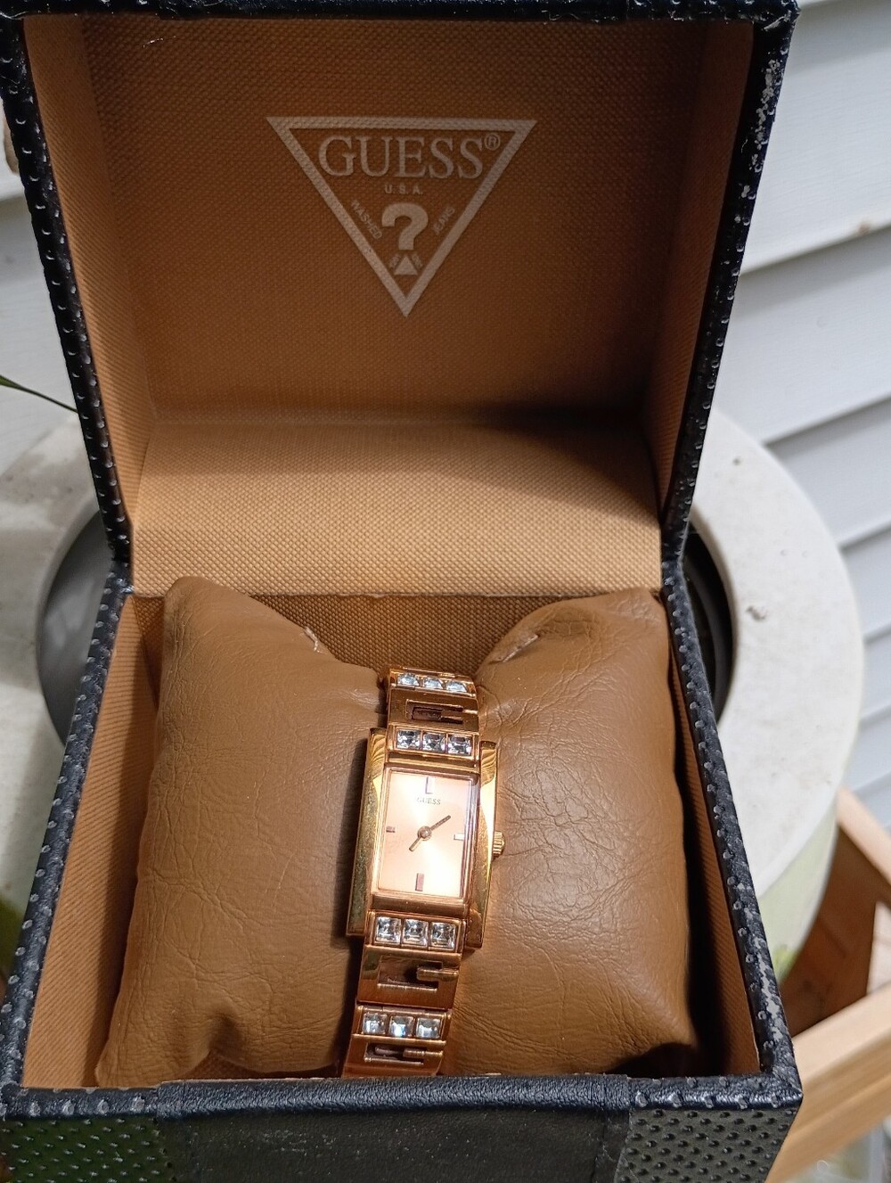 GUESS Rose Gold Tone Crystal Bracelet Watch